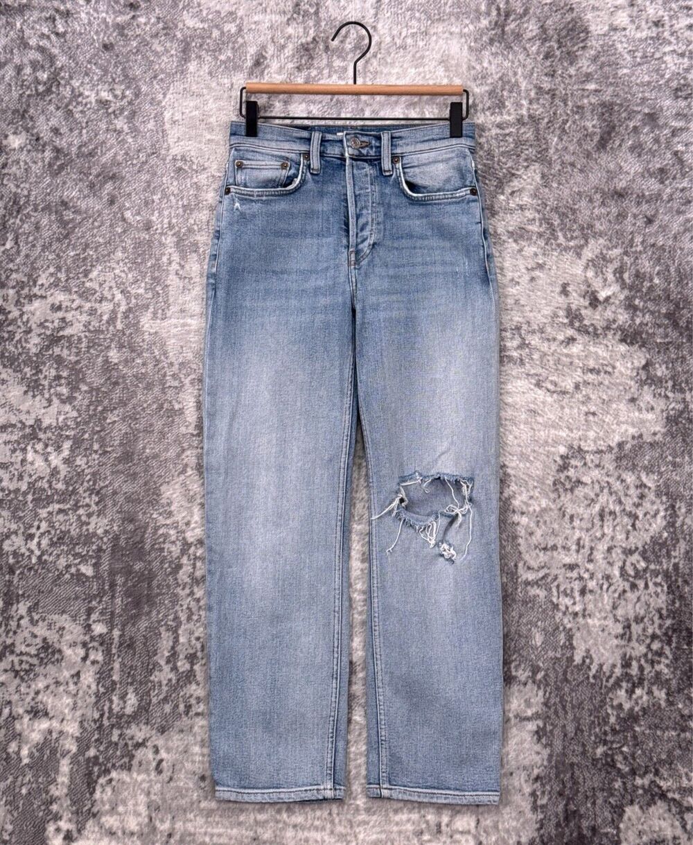 RE/DONE Jeans 25 Womens High Rise Stove Pipe Distress Ripped Denim